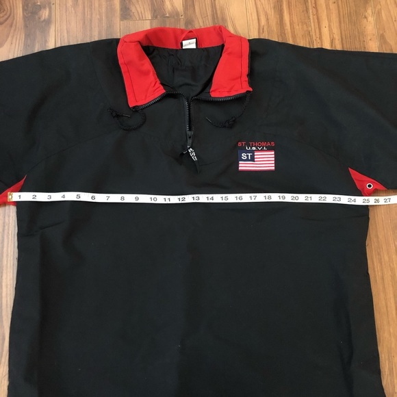 St Thomas Navy Embroidered Flag Pull Over Jacket Coastal Nautical Unisex Medium - Picture 3 of 13